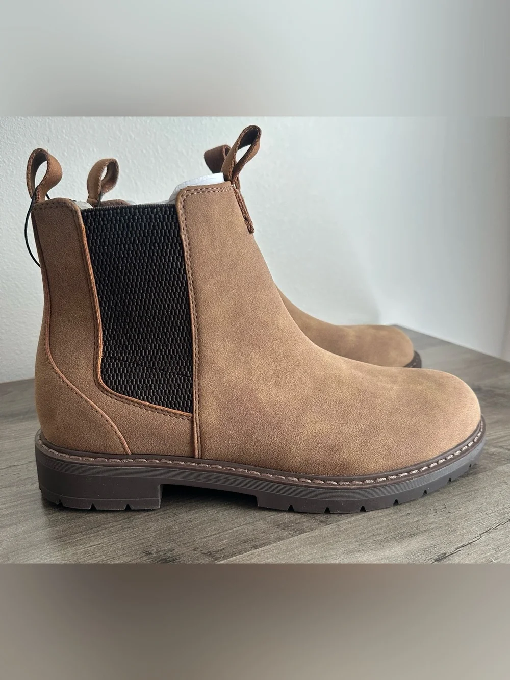 Portland Men's Casual Boots Brown Size 10 Chelsea leather flocking New In Box